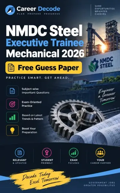 NMDC Steel Executive Trainee Mechanical 2026 Free Guess Paper